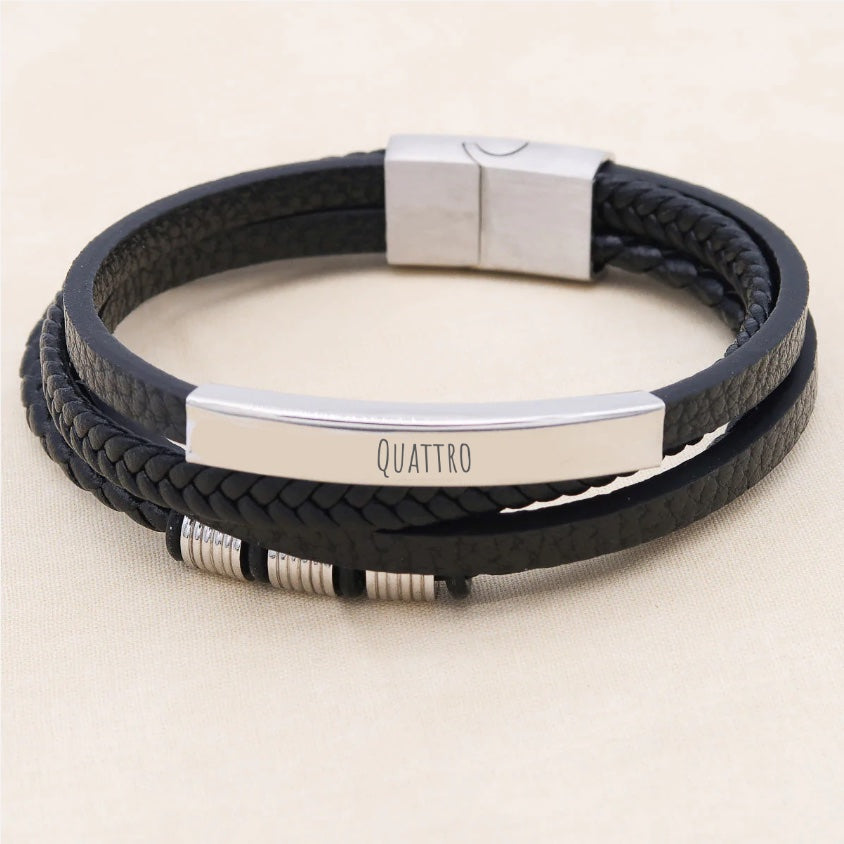 Bracelet homme cuir "Quattro" - quatre bracelets cuir, gravure gratuite