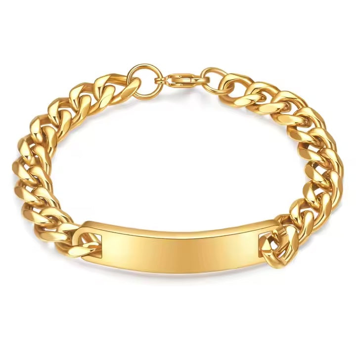 Bracelet pour homme "Cubanito" avec gravure sur chaîne d'acier