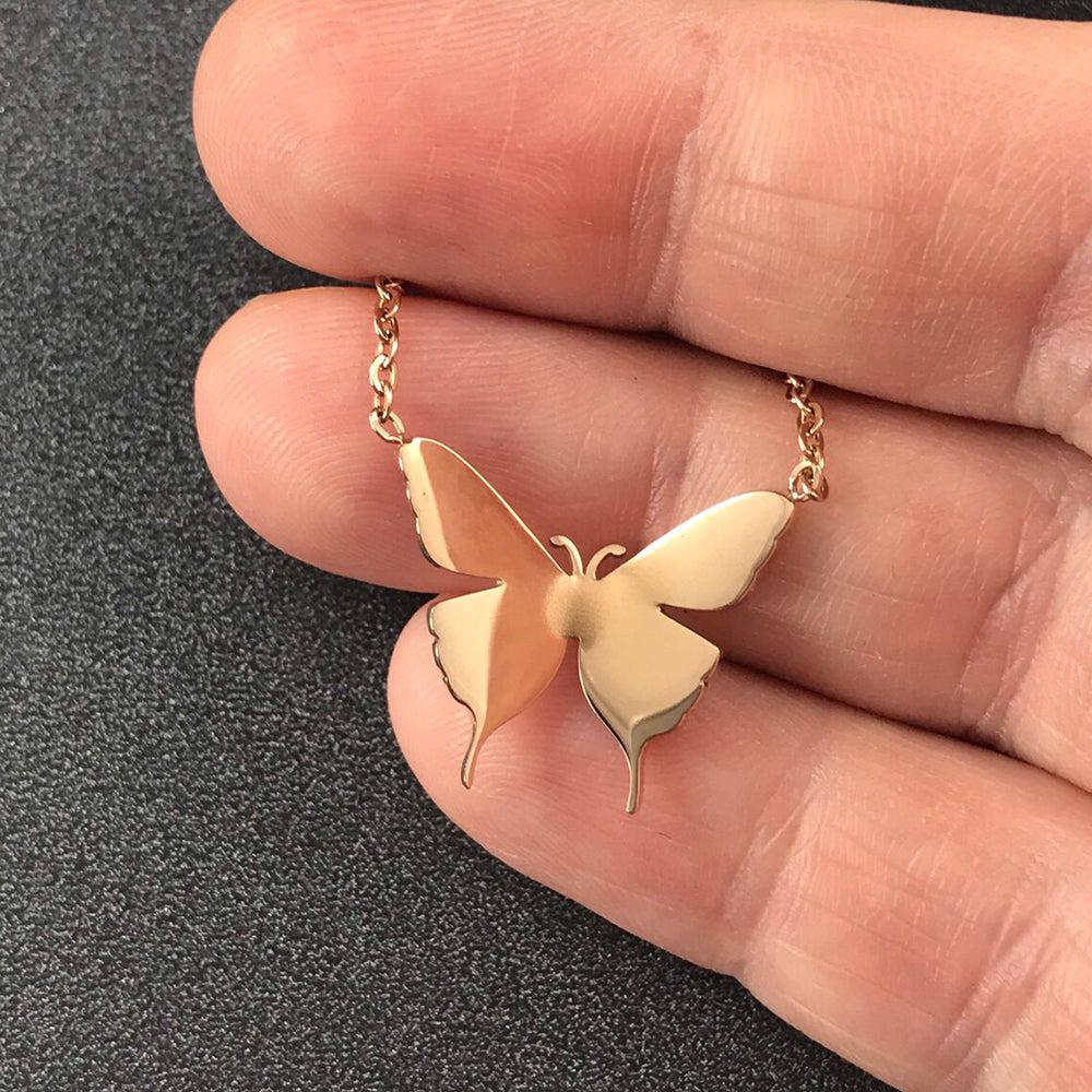 Halskette "Butterfly" mit Schmetterlingsanhänger mit Gravur auf Flügel