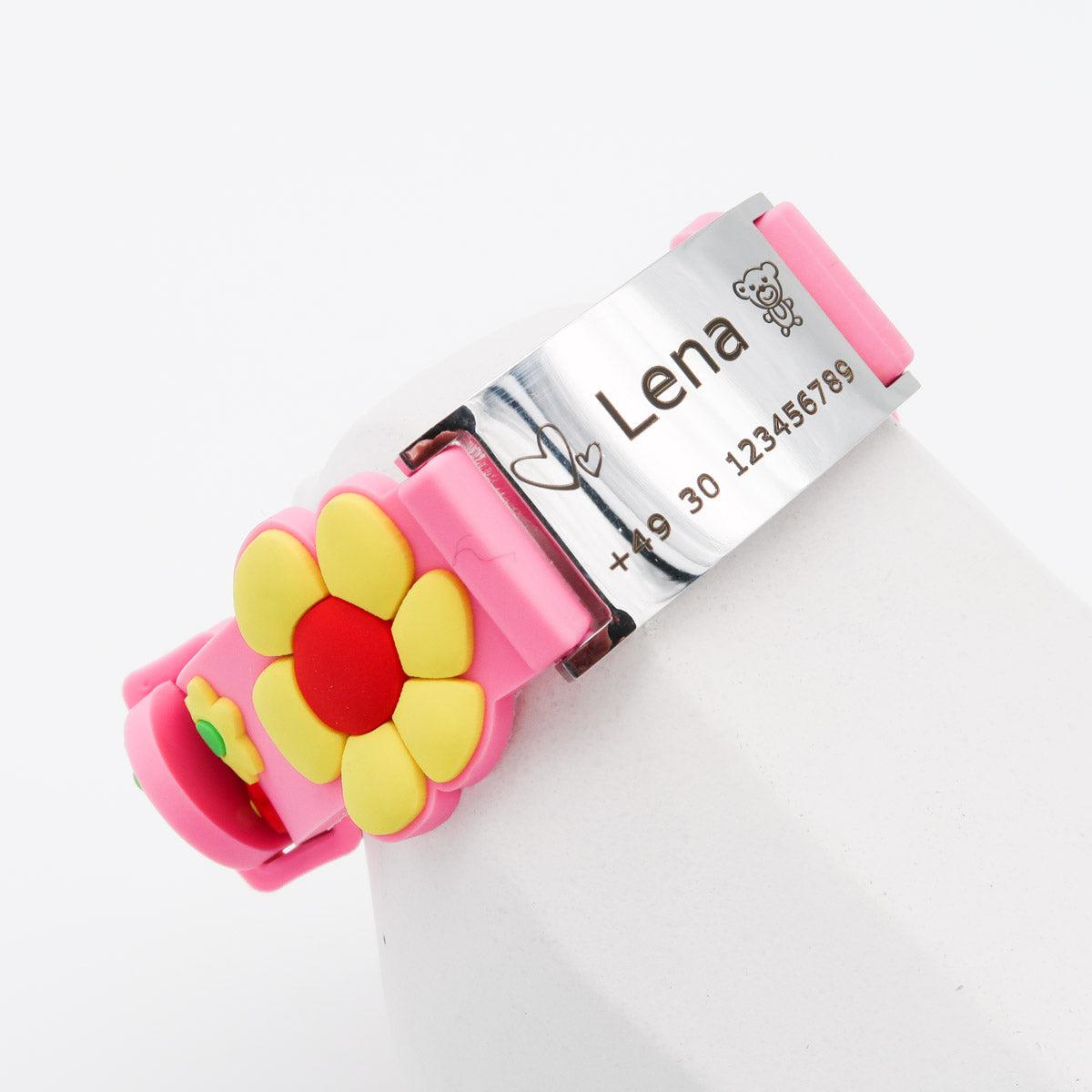 Kinder Notfallarmband mit süßen Motiven und kostenloser Gravur