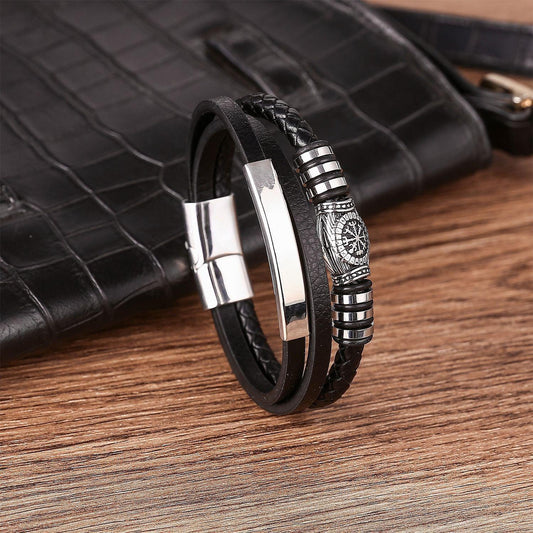 Leder Armband "Vikings" mit Gravur und Runen Optik