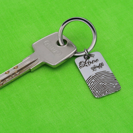 Origineller Schlüsselanhänger "Love" mit Fingerabdruck gratis Gravur