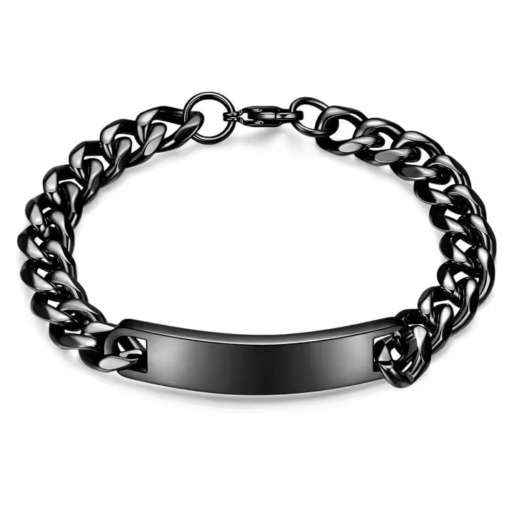 Bracelet pour homme "Cubanito" avec gravure sur chaîne d'acier