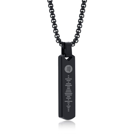 Collier Spotify personnalisé avec gravure. Pendentif code-barres Spotify gravé avec nom et Spotify